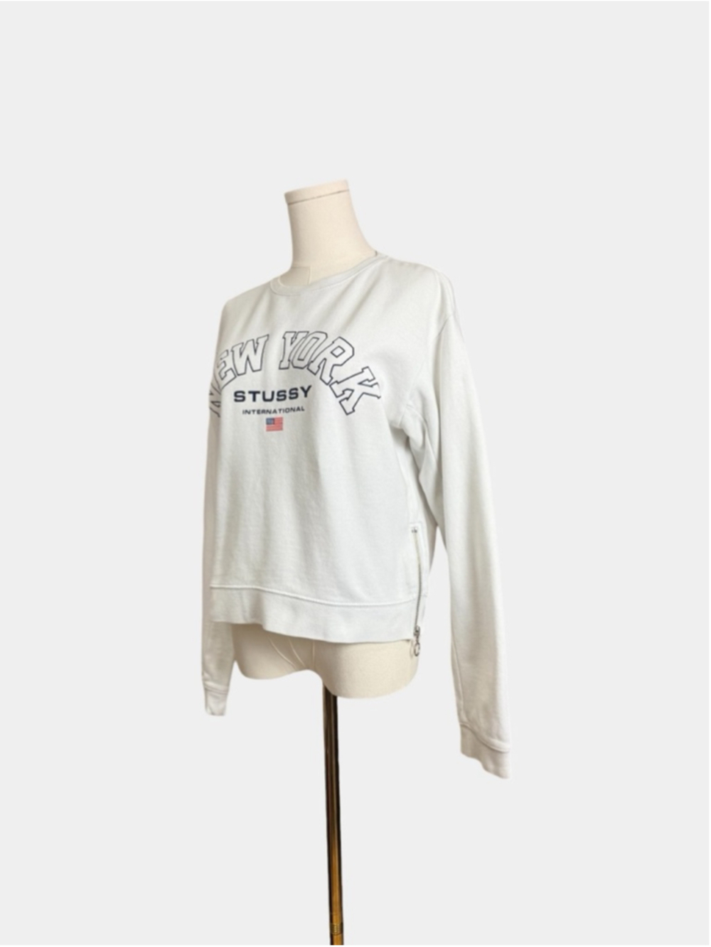 STUSSY New York International Fleeced Crewneck, Casual Streetwear, Sz 6 - Picture 3 of 16